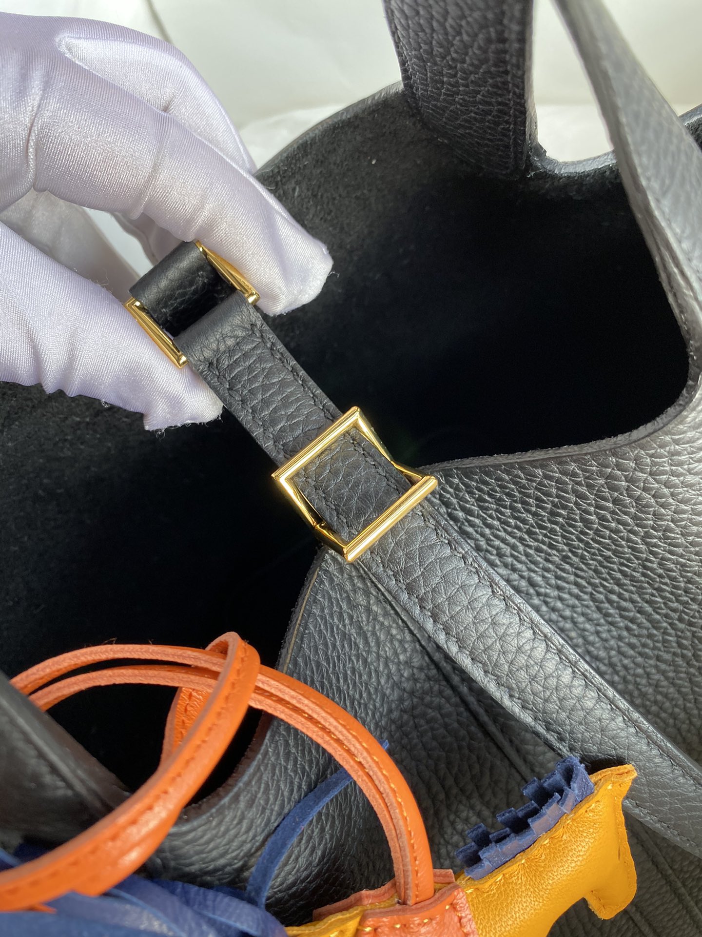 에르메스 피코탄 락22 블랙 금장 소가죽